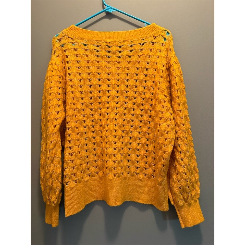 New York & Company Sweater Womens 2XL Mustard Yellow Pullover Balloon - Picture 6 of 10